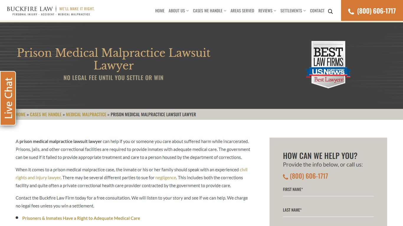 Prison Medical Malpractice Lawsuit Lawyer | Inmate Cases | Corizon Claim