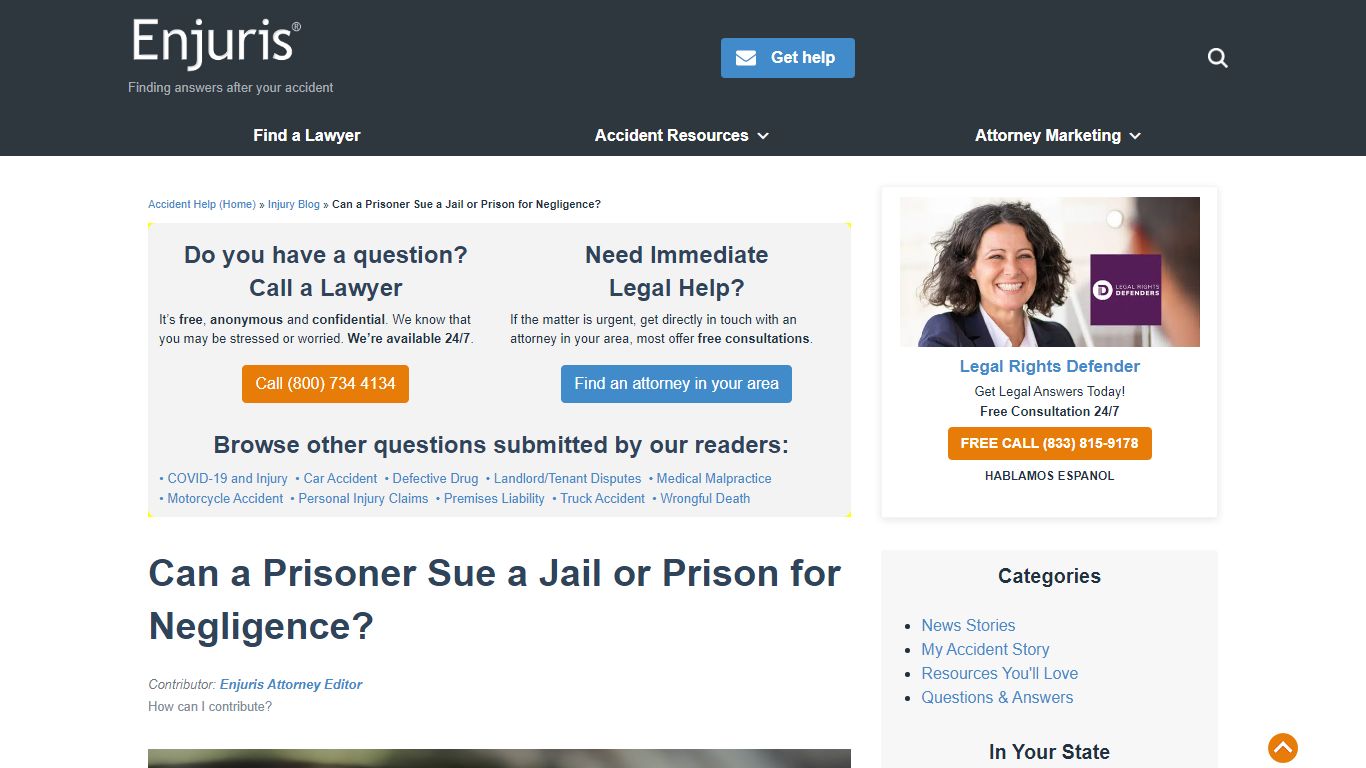 Can An Inmate Sue a Jail or Prison for Negligence? - ENJURIS